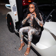 Load image into Gallery viewer, Sexy Leaf Print Long Sleeve Jumpsuit Trousers Set
