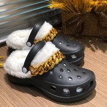 Load image into Gallery viewer, Fashion chain plush platform hole shoes(HPSD135)