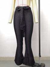 Load image into Gallery viewer, High Waist Micro Stretch Lace Up Flare Jeans