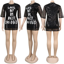 Load image into Gallery viewer, Sexy Lettering Sequin Pack Hip Dress(AY1747)