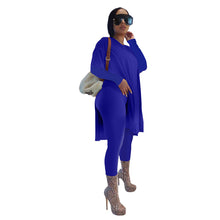 Load image into Gallery viewer, Solid color mid-length slit long-sleeved trousers suit(AY1297)