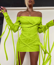 Load image into Gallery viewer, exy mesh ribbon dress ME2121