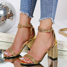 Load image into Gallery viewer, Hot sale chunky heel rhinestone sandals(HPSD078)