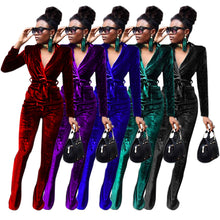 Load image into Gallery viewer, Solid color small suit flared pants suit(AY1390)