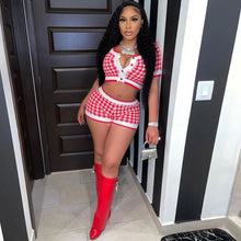 Load image into Gallery viewer, Plaid breasted cardigan two piece set AY1929