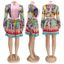 Load image into Gallery viewer, Fashion Printed Shirt Pleated Skirt Set(AY1748)