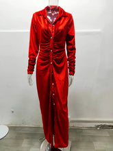 Load image into Gallery viewer, Single-breasted cardigan long dress(AY1471)