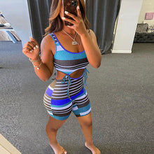 Load image into Gallery viewer, Fashion stripe lace up dress AY1886