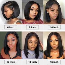 Load image into Gallery viewer, Human hair natural color BOBO head wig mid-point short straight hair(AH5030)