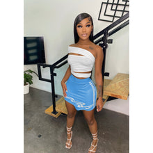 Load image into Gallery viewer, Sexy Contrast Color One Shoulder Top Skirt Suit(AY1826)