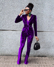 Load image into Gallery viewer, Solid color small suit flared pants suit(AY1390)