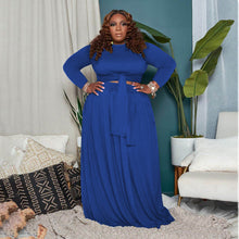 Load image into Gallery viewer, Plus size solid color casual skirt suit(AY1275)