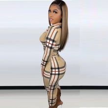 Load image into Gallery viewer, Fashion Plaid Print V Neck Dress AY1699