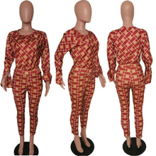 Load image into Gallery viewer, Fashion plaid long-sleeved shirt and pants two-piece suit(AY1316)