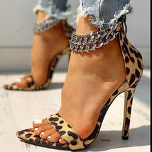 Load image into Gallery viewer, Metal chain sexy stiletto high heel sandals(HPSD098)