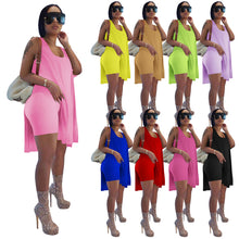 Load image into Gallery viewer, New solid color vest shorts suit AY1070
