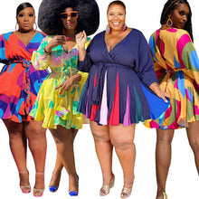 Load image into Gallery viewer, Printed V-Neck Dress (with Belt) AY1727