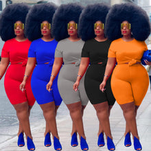 Load image into Gallery viewer, Plus size round neck two-piece suit AY1069