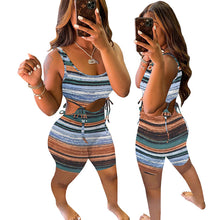 Load image into Gallery viewer, Fashion stripe lace up dress AY1886