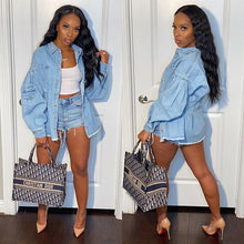 Load image into Gallery viewer, Fashion loose waist mid length denim jacket top(AY1805)