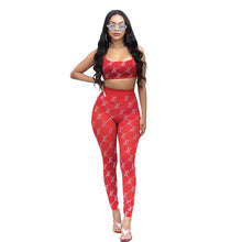 Load image into Gallery viewer, Fashion mesh print vest trousers two piece set(AY1737)
