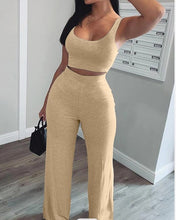 Load image into Gallery viewer, Vest wide leg pants leisure set AY1055