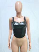 Load image into Gallery viewer, PU sleeveless sling zipper vest(AY1623)