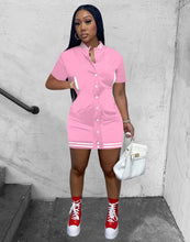 Load image into Gallery viewer, Women's short sleeve button baseball dress AY1922