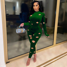 Load image into Gallery viewer, Hole solid color bright velvet two-piece suit(AY1548)