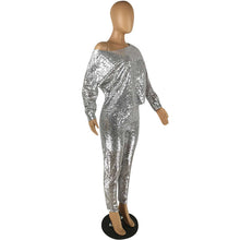 Load image into Gallery viewer, Sequin sexy strapless long sleeve two-piece suit
