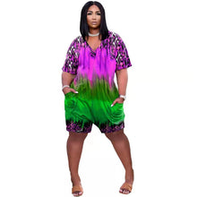 Load image into Gallery viewer, Leopard print gradient loose V-neck jumpsuit