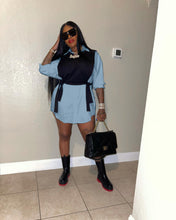 Load image into Gallery viewer, Contrast Color Tank Top Shirt Dress Two Piece Set(AY1878)