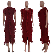 Load image into Gallery viewer, Solid color knitted sleeveless tassel dress(AY1547)