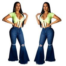 Load image into Gallery viewer, fashion all-match wide-leg denim flared pants(AY1300)
