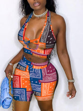 Load image into Gallery viewer, Cashew print sexy navel suit AY1157