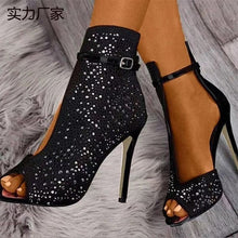 Load image into Gallery viewer, Rhinestone fish mouth buckle with sexy high heels(HPSD095)
