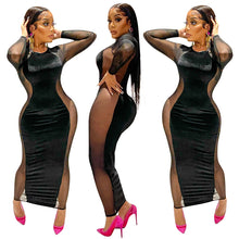 Load image into Gallery viewer, Sexy Velvet Mesh Panel Dress(AY1883)