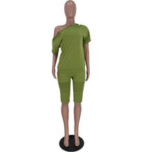 Load image into Gallery viewer, Fashion One Shoulder Breasted Loose Short Sleeve Shorts Suit(AY1822)