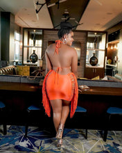 Load image into Gallery viewer, Fringed skirt tie sexy dress AY2029