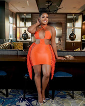Load image into Gallery viewer, Fringed skirt tie sexy dress AY2029