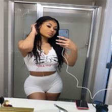 Load image into Gallery viewer, Skull print V-neck tank top two piece set AY1965