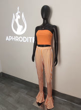 Load image into Gallery viewer, Striped tube top ruffled pants suit AY1110