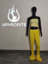 Load image into Gallery viewer, Striped tube top ruffled pants suit AY1110