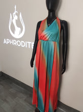 Load image into Gallery viewer, Deep V open back split gradient dress AY1136