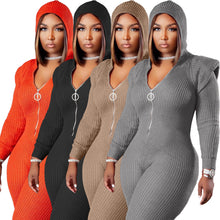 Load image into Gallery viewer, Fashion knitted hooded jumpsuit(AY1482)