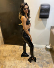 Load image into Gallery viewer, Sexy PU leather split pencil pants two-piece set(AY1769)