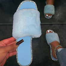 Load image into Gallery viewer, New style square head rhinestone slippers
