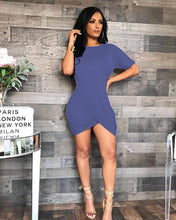 Load image into Gallery viewer, New round neck irregular Pleated Dress AY1866