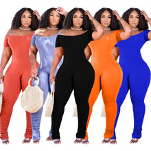 Load image into Gallery viewer, Slim solid color pit pattern jumpsuit AY1080