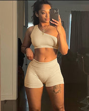 Load image into Gallery viewer, New one-shoulder small pit strip two-piece set AY1037